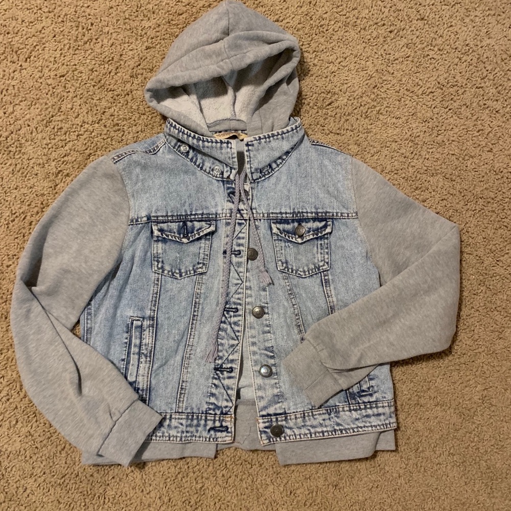 Highway brand hooded faux jean jacket